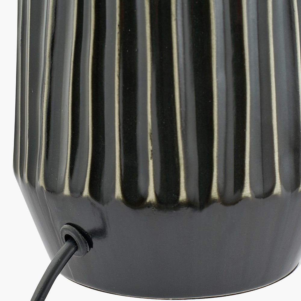 Artemis Black Textured Ceramic & Brushed Silver Tall Table Lamp